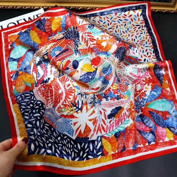 Pure Mulberry Flourish Flow Square Scarf Women Soft Head Neck Scarf Gift Packed - Picture 6 of 7